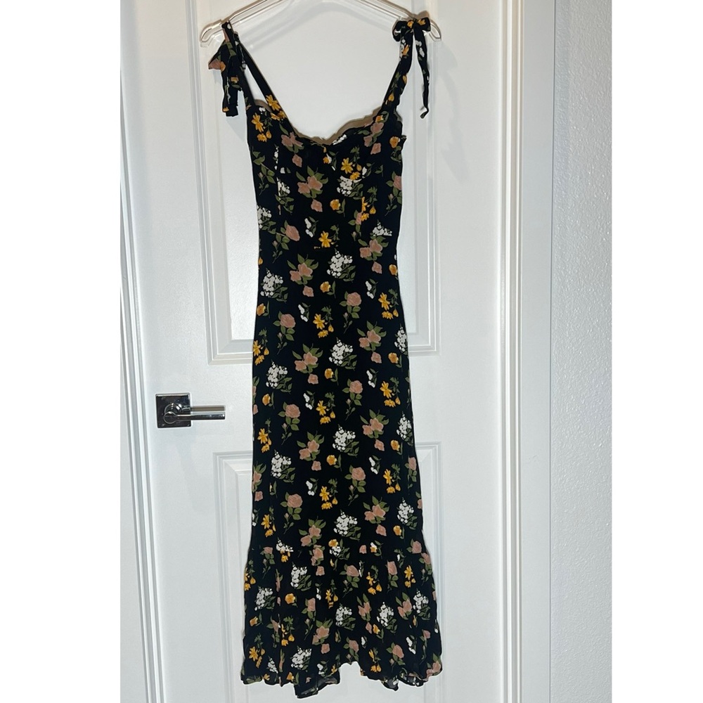 Reformation Floral Midi Dress Floral Print Tie Shoulder Sz 2 - Picture 10 of 16